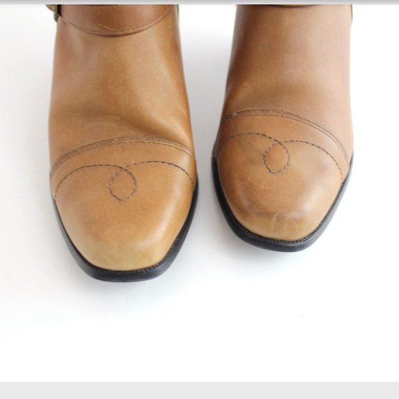 Vintage Dingo western tan brown buckle leather ankle boots - Picture 2 of 5